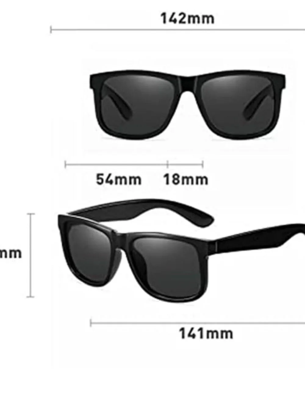 Classic Matte Black Polarized Rectangular Sunglasses UV400